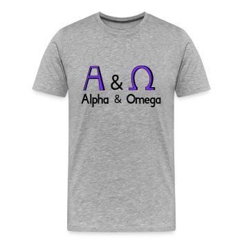 Alpha et Oméga - T-shirt bio Premium Homme - gris chiné - Devant - Damien (186cm)