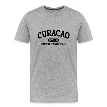 Curacao - Est 1499 - Dutch Caribbean - Karibik - Männer Premium Bio T-Shirt - Grau meliert - Vorne - Damien (186cm)