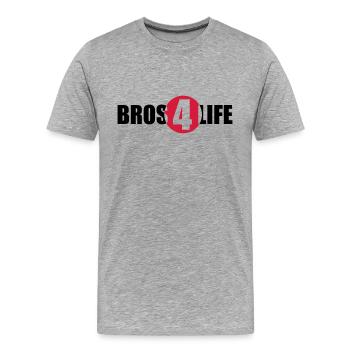 Bros 4 Life Logo Design - Men's Premium Organic T-Shirt - heather grey - Front - Damien (186cm)