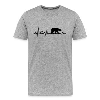 Bär Eisbär Herzschlag EKG Nordpol Eis Klimawandel - Männer Premium Bio T-Shirt - Grau meliert - Vorne - Damien (186cm)