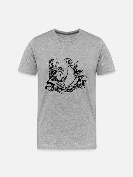 Bulldog on Retro Banner - Men's Premium Organic T-Shirt - heather grey