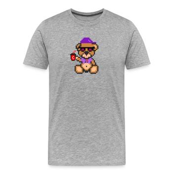 Pixel Bear Cool - T-shirt bio Premium Homme - gris chiné - Devant - Damien (186cm)