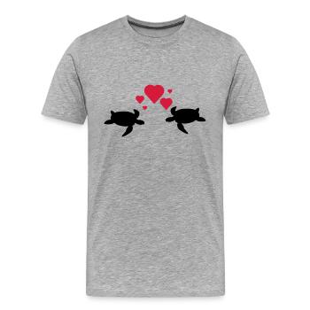 Schildkröten Paar - Männer Premium Bio T-Shirt - Grau meliert - Vorne - Damien (186cm)