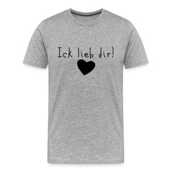 ick lieb dir - Männer Premium Bio T-Shirt - Grau meliert - Vorne - Damien (186cm)