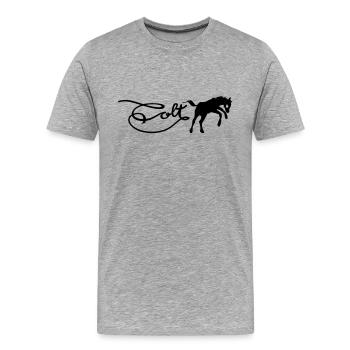 colt logo - Männer Premium Bio T-Shirt - Grau meliert - Vorne - Damien (186cm)