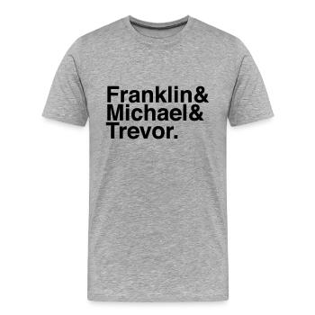 GTA 5 – Franklin&Michael&Trevor. - Männer Premium Bio T-Shirt - Grau meliert - Vorne - Damien (186cm)