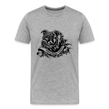 Staffordshire Terrier avec bannière rétro florale 4 - T-shirt bio Premium Homme - gris chiné - Devant - Damien (186cm)