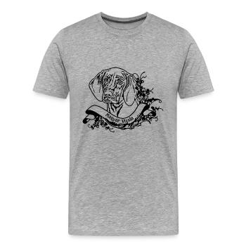 Magyar Vizsla on Retro Banner - Men's Premium Organic T-Shirt - heather grey - Front - Damien (186cm)