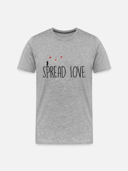 Spread Love - Männer Premium Bio T-Shirt - Grau meliert