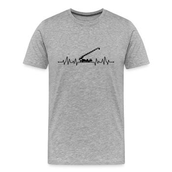 Herzschlag feuerwehr Drehleiter - Männer Premium Bio T-Shirt - Grau meliert - Vorne - Damien (186cm)