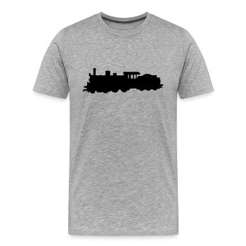 Dampflock - Steam Locomotive - Men's Premium Organic T-Shirt - heather grey - Front - Damien (186cm)