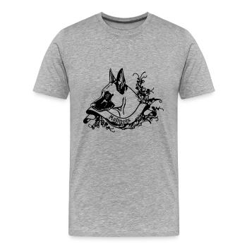 Malinois an Retro Banner No.2 - Men's Premium Organic T-Shirt - heather grey - Front - Damien (186cm)