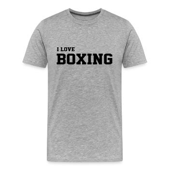 je peux pas j'ai BOXE BEST-SELLER 🌟🌟 - T-shirt bio Premium Homme - gris chiné - Devant - Damien (186cm)