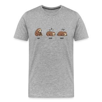 Faultier Fressen Schlaf Schlaf - Männer Premium Bio T-Shirt - Grau meliert - Vorne - Damien (186cm)