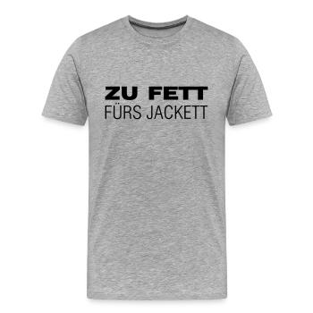 Zu fett fürs Jackett - Männer Premium Bio T-Shirt - Grau meliert - Vorne - Damien (186cm)
