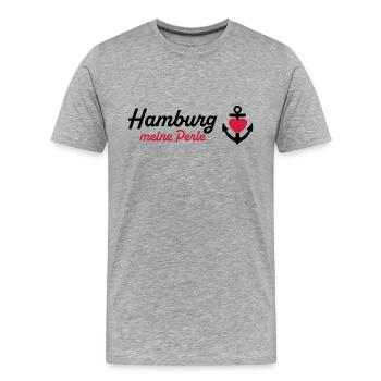 Hamburg Perle schwarz - Männer Premium Bio T-Shirt - Grau meliert - Vorne - Damien (186cm)