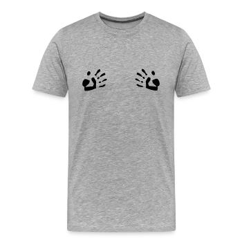Hände auf der Brust - Männer Premium Bio T-Shirt - Grau meliert - Vorne - Damien (186cm)