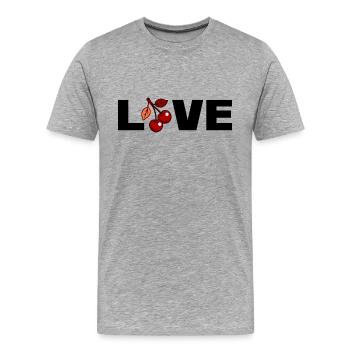 Love cerises - T-shirt bio Premium Homme - gris chiné - Devant - Damien (186cm)