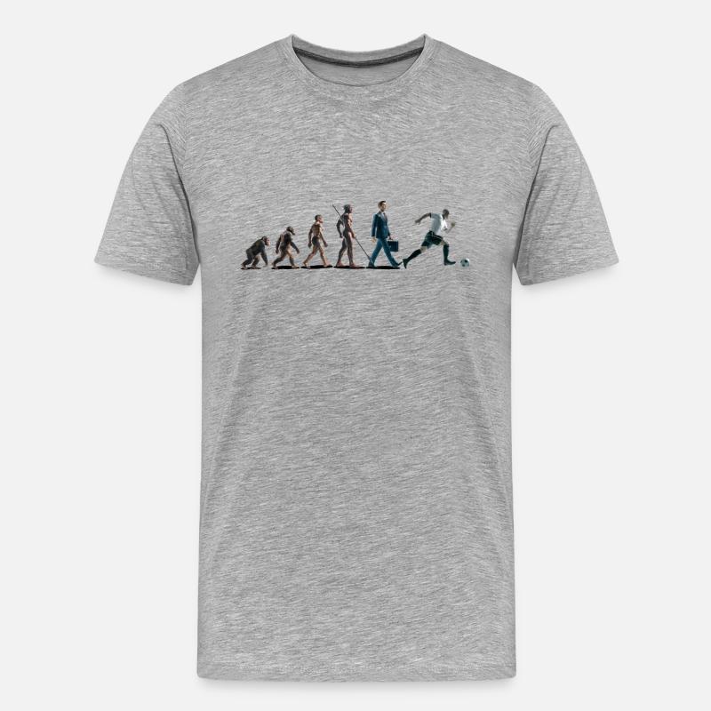 Evolution Fussball Zeichenfläche 1 - Männer Premium Bio T-Shirt - Grau meliert
