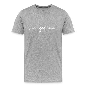 Angelina Schreibschrift Name - Männer Premium Bio T-Shirt - Grau meliert - Vorne - Damien (186cm)