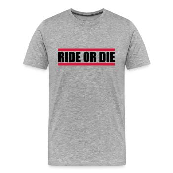 Logo Ride Die - Men's Premium Organic T-Shirt - heather grey - Front - Damien (186cm)