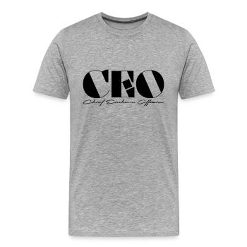 CEO Chief Einhorn Offizier - Männer Premium Bio T-Shirt - Grau meliert - Vorne - Damien (186cm)