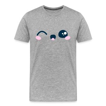 Kawaii Mignon clin d'oeil idée cadeau tshirt sweat - T-shirt bio Premium Homme - gris chiné - Devant - Damien (186cm)