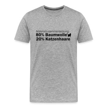 Materialzusammensetzung: 80% Baumwolle, 20% Katzen - Männer Premium Bio T-Shirt - Grau meliert - Vorne - Damien (186cm)