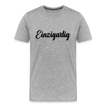 Einzigartig - Männer Premium Bio T-Shirt - Grau meliert - Vorne - Damien (186cm)
