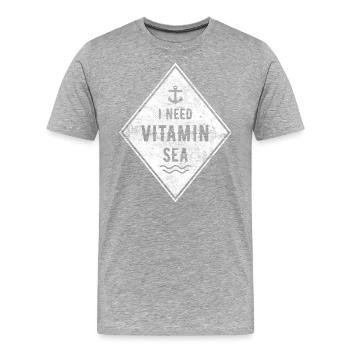 Vitamin Sea Vintage Look - T-shirt bio Premium Homme - gris chiné - Devant - Damien (186cm)
