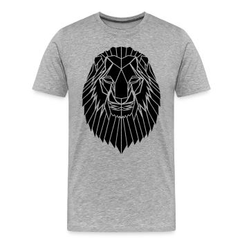 Edgy Geometrische Safari Lion-Druck von Stencilize - Männer Premium Bio T-Shirt - Grau meliert - Vorne - Damien (186cm)