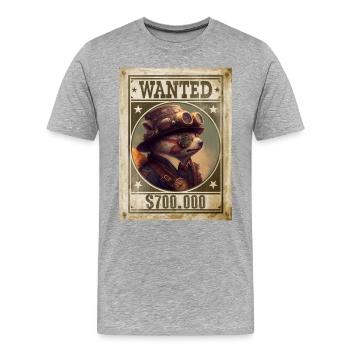 Steampunk Faultier der Flüchtling - Männer Premium Bio T-Shirt - Grau meliert - Vorne - Damien (186cm)