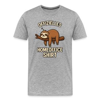 Sloth Official Home Office - T-shirt bio Premium Homme - gris chiné - Devant - Damien (186cm)