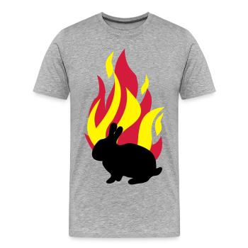 Hase mit Feuer - Männer Premium Bio T-Shirt - Grau meliert - Vorne - Damien (186cm)