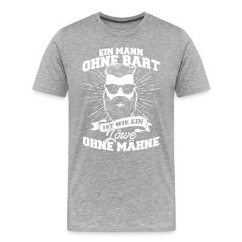 Mann Bart Löwe Vollbart - Männer Premium Bio T-Shirt - Grau meliert - Vorne - Damien (186cm)
