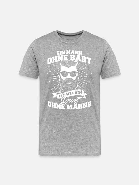 Mann Bart Löwe Vollbart - Männer Premium Bio T-Shirt - Grau meliert