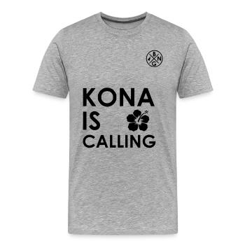 KONA IS CALLING - Männer Premium Bio T-Shirt - Grau meliert - Vorne - Damien (186cm)
