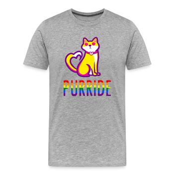 Cadeau Gay Pride Gay LGBT Rainbow Lesbiennes - T-shirt bio Premium Homme - gris chiné - Devant - Damien (186cm)