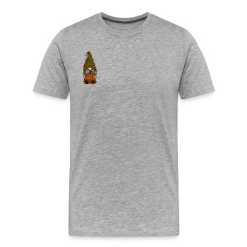Gnom mit Kürbis und Schädelhut, Süß, Halloween  - Männer Premium Bio T-Shirt - Grau meliert - Vorne - Damien (186cm)