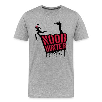 Tireur noob sang Hunter gouttes graffiti - T-shirt bio Premium Homme - gris chiné - Devant - Damien (186cm)