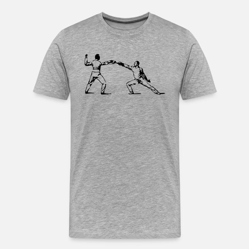 Escrime épée fleurette parade samurai9 - T-shirt bio Premium Homme - gris chiné