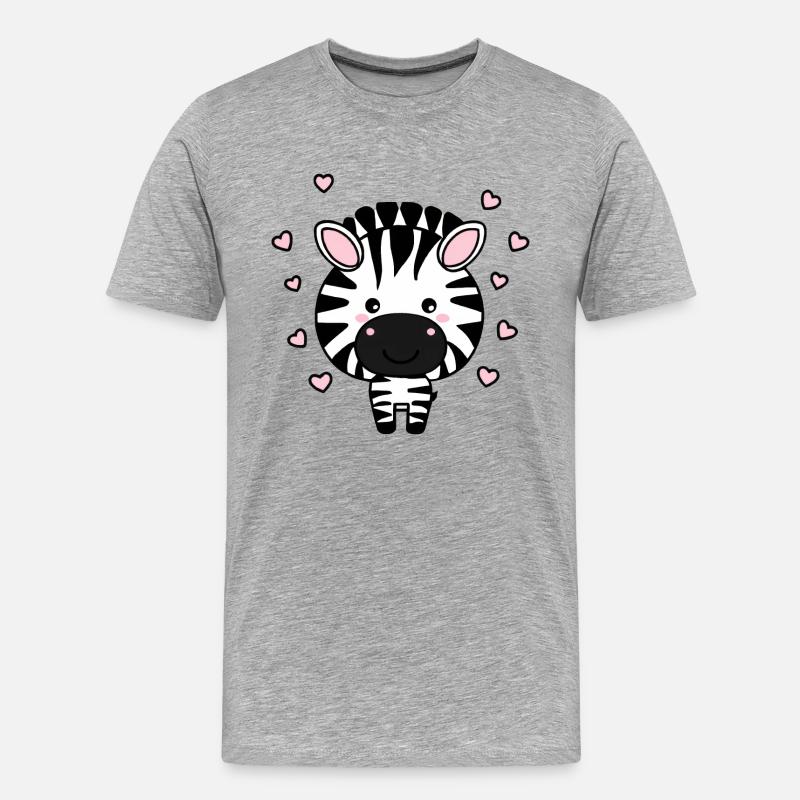 Süßes Zebra mit Herzchen - Männer Premium Bio T-Shirt - Grau meliert