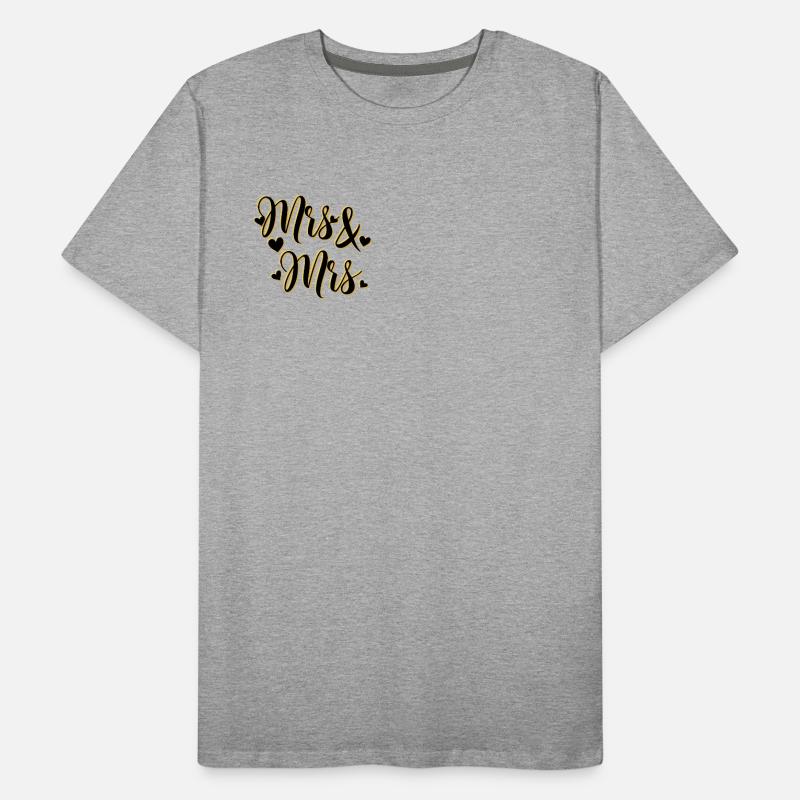 Mrs. and Mrs. in gold script Men's Premium Organic T-Shirt