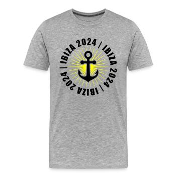 Jours fériés à Ibiza 2024 - T-shirt bio Premium Homme - gris chiné - Devant - Damien (186cm)