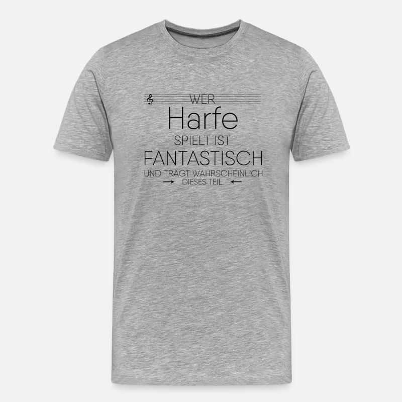 Harfe Instrument Geschenk - Männer Premium Bio T-Shirt - Grau meliert