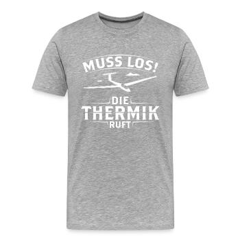 Die Thermik Ruft - Segelflug Segelfliegen - Männer Premium Bio T-Shirt - Grau meliert - Vorne - Damien (186cm)