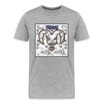 Signe du zodiaque Bélier - Image - 2023 - T-shirt bio Premium Homme - gris chiné - Devant - Damien (186cm)
