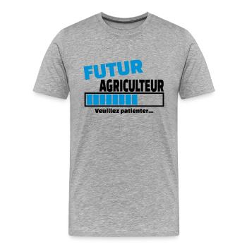 futur agriculteur - T-shirt bio Premium Homme - gris chiné - Devant - Damien (186cm)