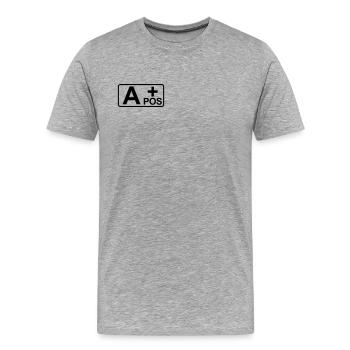 #304 Blutgruppe A pos - Männer Premium Bio T-Shirt - Grau meliert - Vorne - Damien (186cm)