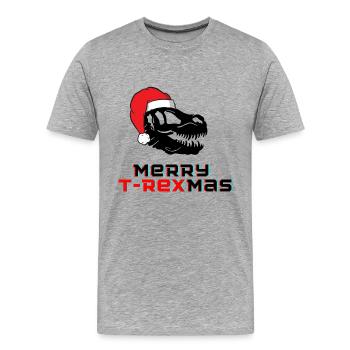 Merry T-Rexmas - Männer Premium Bio T-Shirt - Grau meliert - Vorne - Damien (186cm)